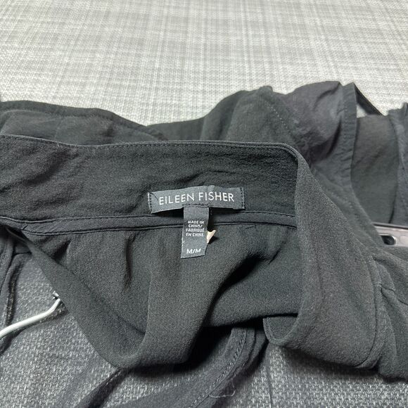 Eileen Fisher Vest Medium Sleeveless Shark Bite Hem‎ Zip Up Whimsy Flowy Top - Picture 2 of 10